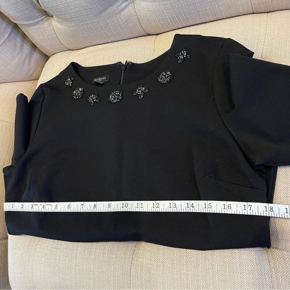 AP: NWT Talbots Women's Black Short Sleeve Stretch Embellished Jeweled TopSZ LP - Picture 8 of 9